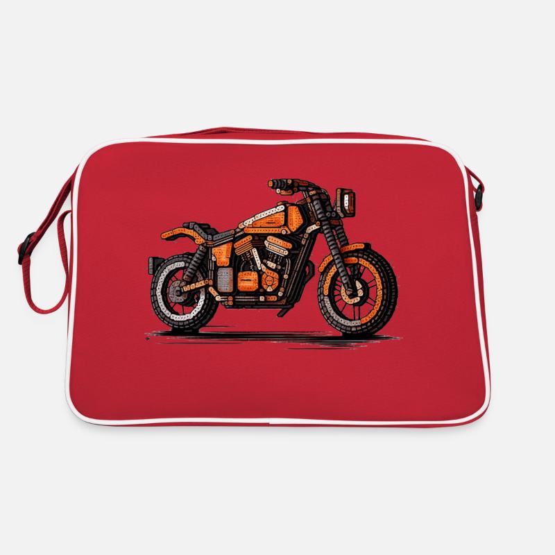 Motorrad als Oldtimer in 16-Bit Grafik Retro Tasche