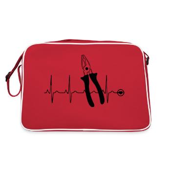 Handwerker Handyman Handwerk Werkzeug Baustelle - Retro Tasche - Rot/Weiß - Hinten