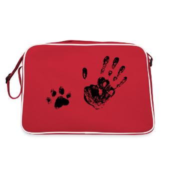 empreinte Humain et patte - amoureux des animaux - Sac Retro - rouge/blanc - Dos