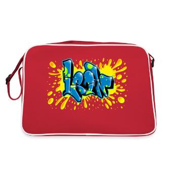Léon graffiti splash prénom imprimable sur tout - Sac Retro - rouge/blanc - Dos