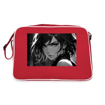 Femme Fatale in an expressive black and white look - Retro Bag - red/white - Back