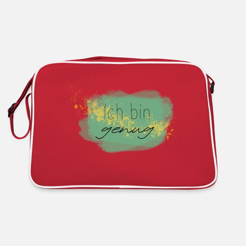 Affirmation "Ich bin genug" - Retro Tasche - Rot/Weiß