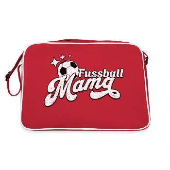 Fussball Mama für Mütter auf dem Fußballplatz - Retro Tasche - Rot/Weiß - Hinten