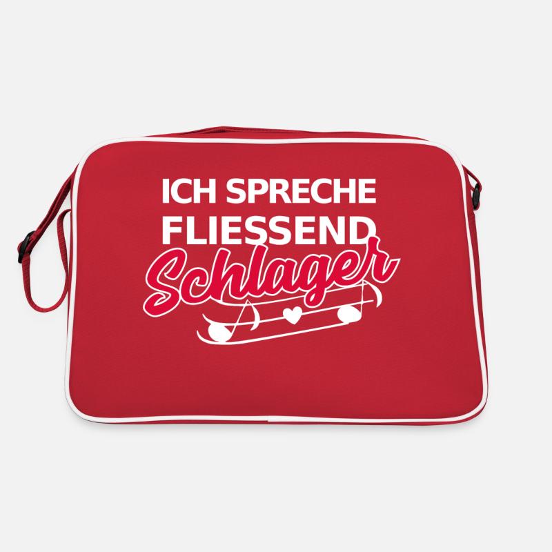 Lustiger Schlager Spruch - Ich spreche fließend - Retro Tasche - Rot/Weiß