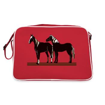 Pferde - Retro Tasche - Rot/Weiß - Hinten