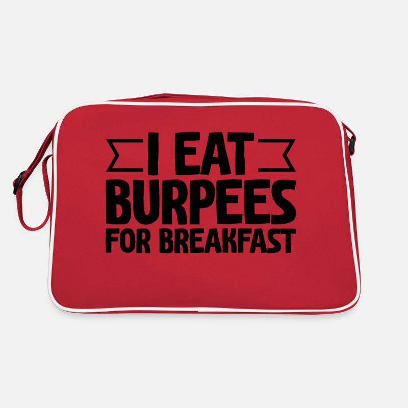 I Eat Burpees For Breakfast - Retro Tasche - Rot/Weiß