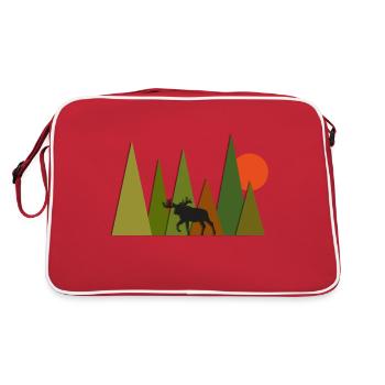 Le wapiti dans la forêt - Sac Retro - rouge/blanc - Dos