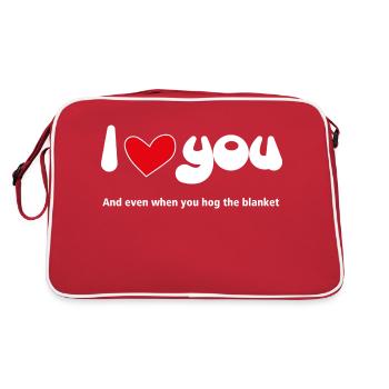 I Love You - Lustige Zitate Paare NEU 05 - Retro Tasche - Rot/Weiß - Hinten