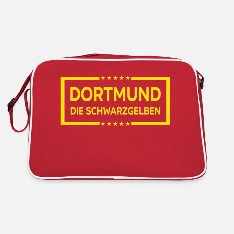 Dortmund: Die Schwarzgelben - Retro Tasche - Rot/Weiß