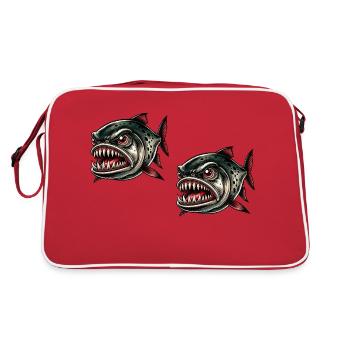 piranha comic 2 - Retro Tasche - Rot/Weiß - Hinten