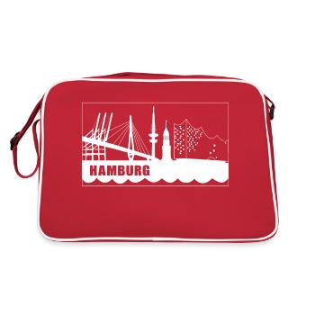 Hamburg Skyline - Retro Tasche - Rot/Weiß - Hinten