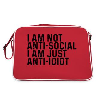 I Am Not Anti-Social I Am Just Anti-Idiot - Retro Bag - red/white - Back