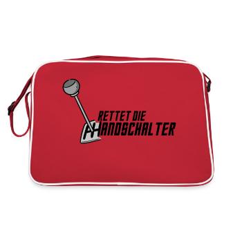 Rettet die Handschalter - Retro Tasche - Rot/Weiß - Hinten