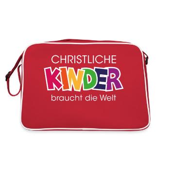 christliche Kinder - Retro Tasche - Rot/Weiß - Hinten