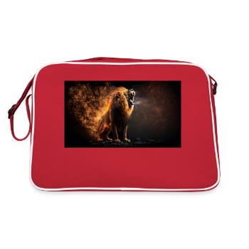 Lion on fire, generative AI - Retro Bag - red/white - Back