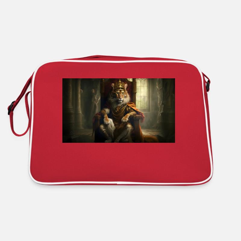 Tiger sitzt auf einem Thron, Generative KI Retro Tasche