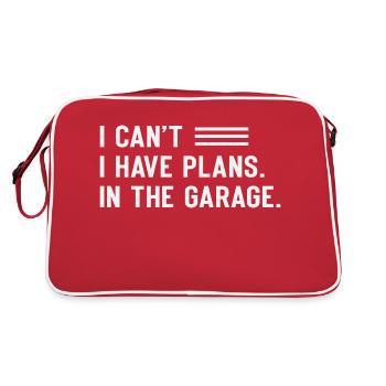 I Can´t I Have Plans In The Garage - Retro Tasche - Rot/Weiß - Hinten
