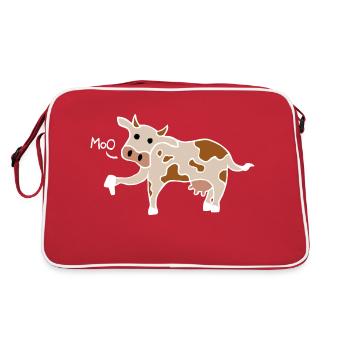 Moo / Boo Cow Thumbs Down (Blanc) - Sac Retro - rouge/blanc - Dos
