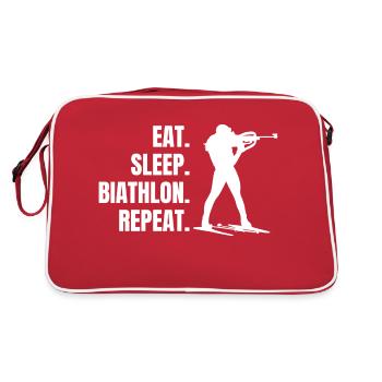 Biathlon Wintersport Geschenk Skifahrer Biathlet - Retro Tasche - Rot/Weiß - Hinten
