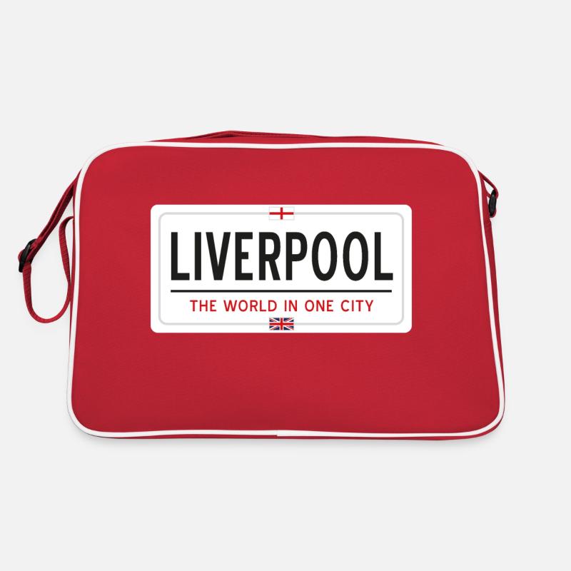 Name der Stadt Liverpool - Retro Tasche - Rot/Weiß