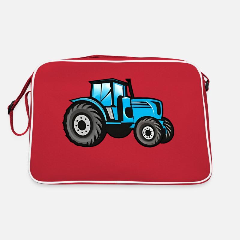 Großer Blauer Traktor Retro Tasche