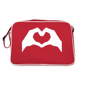Coeur Signe de la main Coeur Geste de la main - Sac Retro - rouge/blanc - Dos