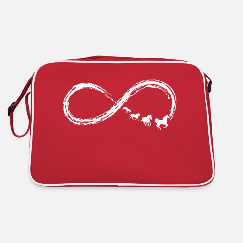 Pferd Liebe unendlich - Retro Tasche - Rot/Weiß