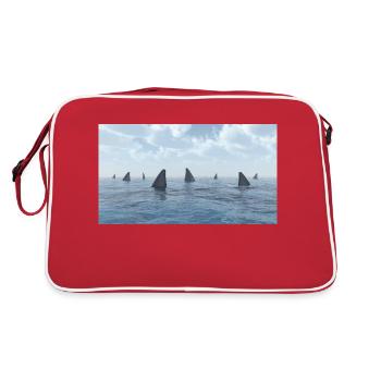Great white shark, shark, shark fin - Retro Bag - red/white - Back