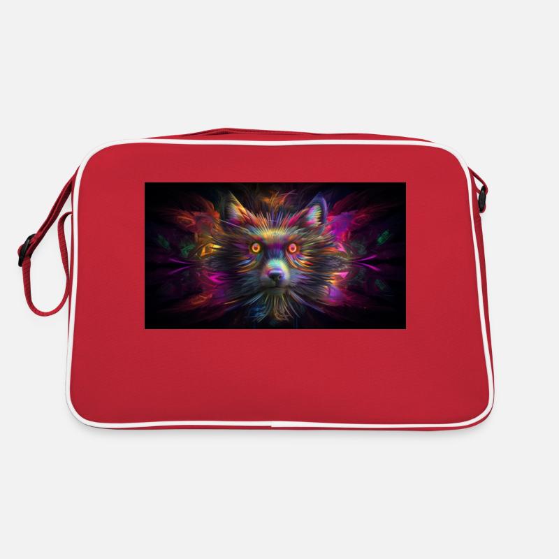 Hypnotischer Waschbär in der 5. Dimension - Retro Tasche - Rot/Weiß