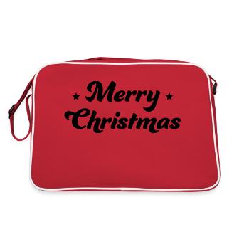 Merry Christmas Sternchen schwarz - Retro Tasche - Rot/Weiß - Hinten