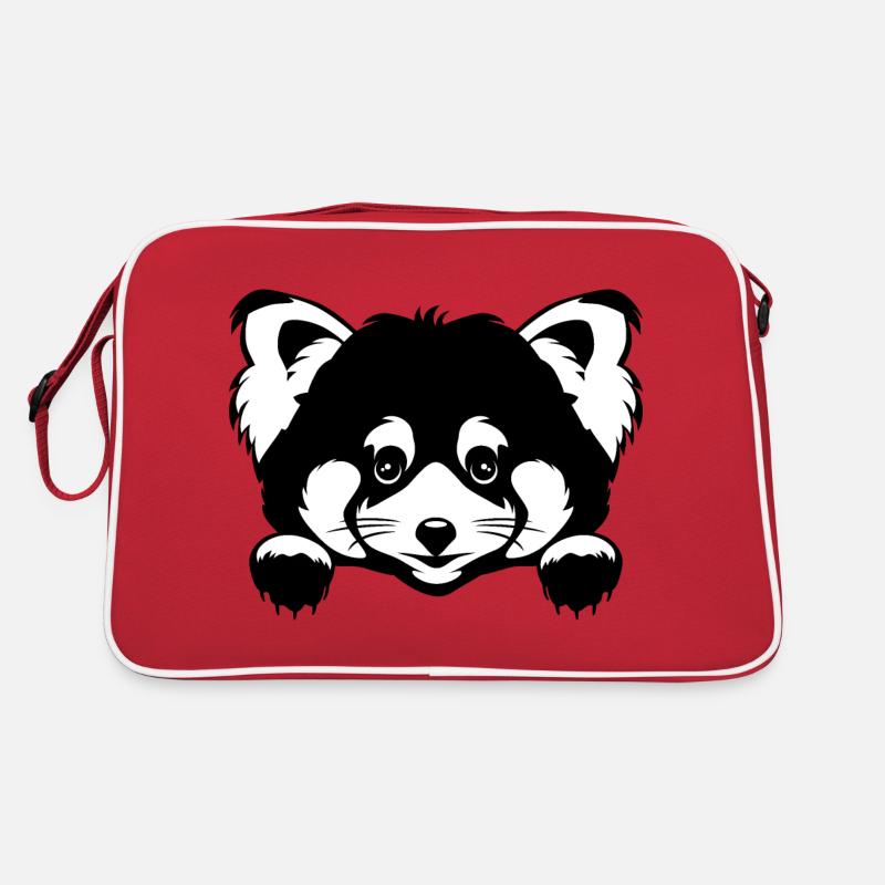 Coup d’œil mignon panda roux. Version noir et blanc Sac Retro