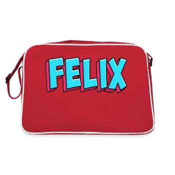 Namen Motiv: Felix - Retro Tasche - Rot/Weiß - Hinten