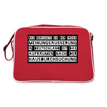 Freie Meinungsäußerung Gedanken Freiheit - Retro Tasche - Rot/Weiß - Hinten