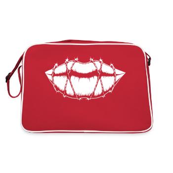 Liberté d’expression - Des lipps dans des barbelés - Sac Retro - rouge/blanc - Dos