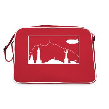 Bodensee & Pfänder | Silhouette filled | Weiß - Retro Tasche - Rot/Weiß - Hinten