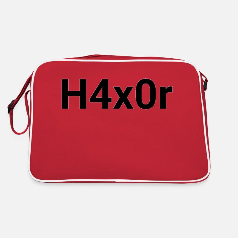 H4x0r | Hacker Design 2.0 - Retro Tasche - Rot/Weiß