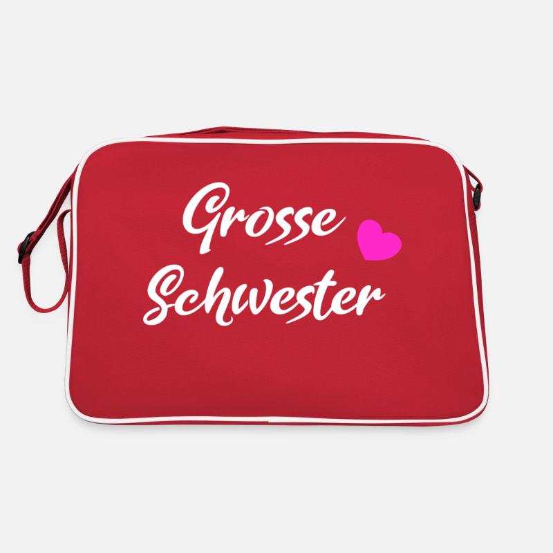 Grosse Schwester White - Retro Tasche - Rot/Weiß