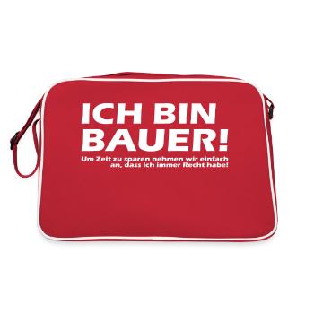 Ich bin Bauer! - Retro Tasche - Rot/Weiß - Hinten