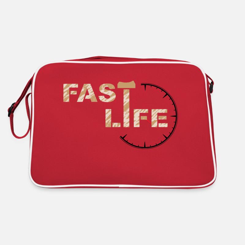 FAST LIFE - Retro Tasche - Rot/Weiß