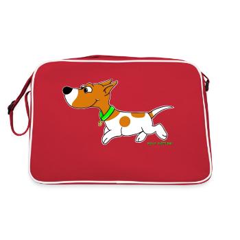 Süßer Jack Russel Comic Wolly Sheepling Gaming - Retro Tasche - Rot/Weiß - Hinten