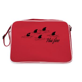Hai Five - Haifisch Geschenk - Retro Tasche - Rot/Weiß - Hinten