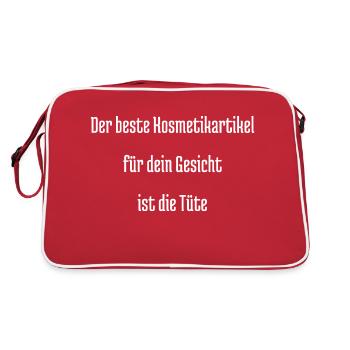 maniküre mode schminke dermatologe humor - Retro Tasche - Rot/Weiß - Hinten