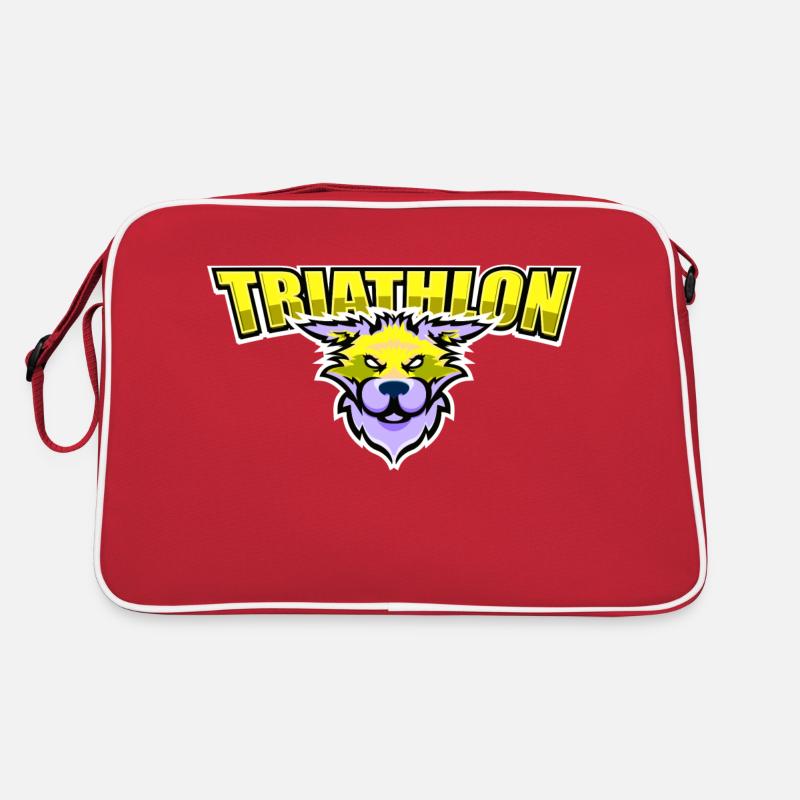 US highschool college Triathlon Maskottchen Katze Retro Tasche