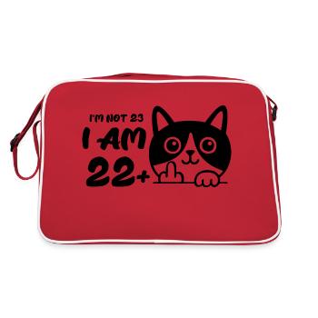 I'm Not 23, I Am 22 Plus 1 Middle Finger Cat Flip - Retro Bag - red/white - Back