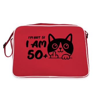 I'm Not 51, I Am 50 Plus 1 Middle Finger Cat Flip - Retro Bag - red/white - Back