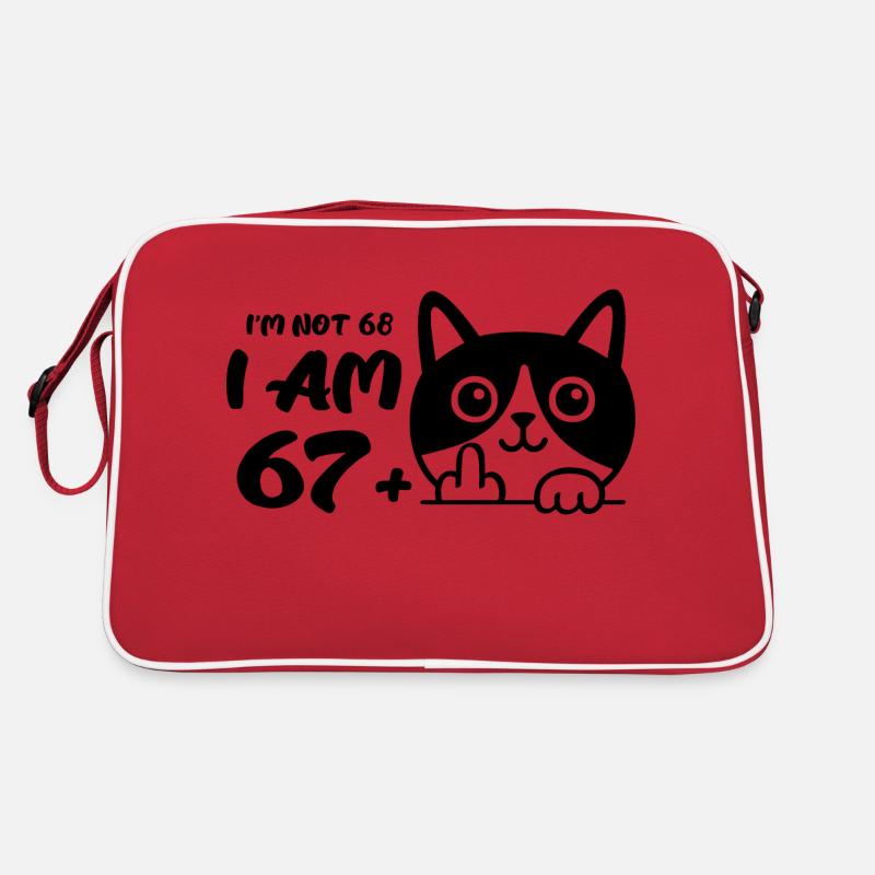 Ich bin nicht 68, ich bin 67 plus 1 Mittelfinger Katze Flip Retro Tasche