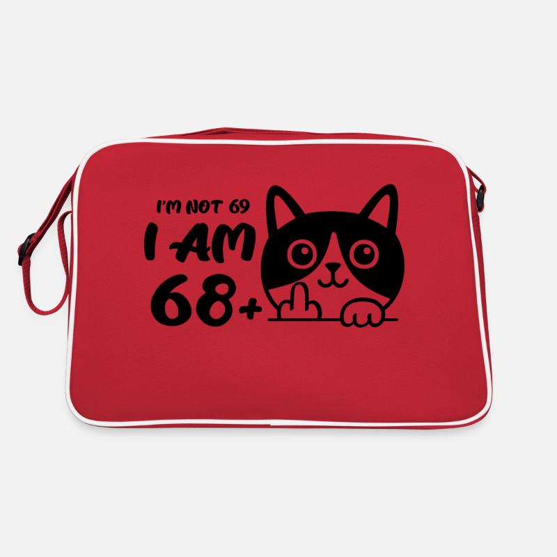 Ich bin nicht 69, ich bin 68 plus 1 Mittelfinger Katze Flip Retro Tasche