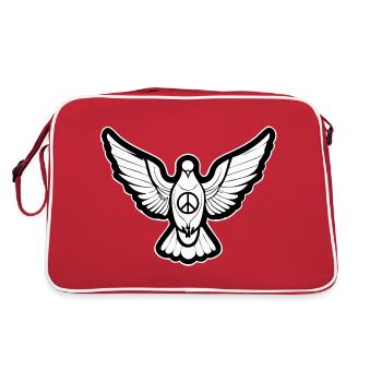 01 Dove of Peace Peace Sign Dove Symbol - Retro Bag - red/white - Back