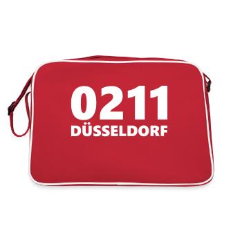0211 Vorwahl Düsseldorf NRW Rhein - Retro Tasche - Rot/Weiß - Hinten