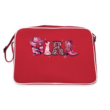 Cowboy Funny Women Hat Wild Western Rodeo Music - Retro Bag - red/white - Back